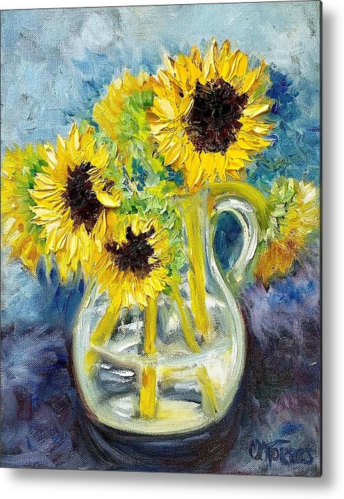 Melissa A. Torres Metal Print featuring the painting Sunday Sunflowers by Melissa Torres