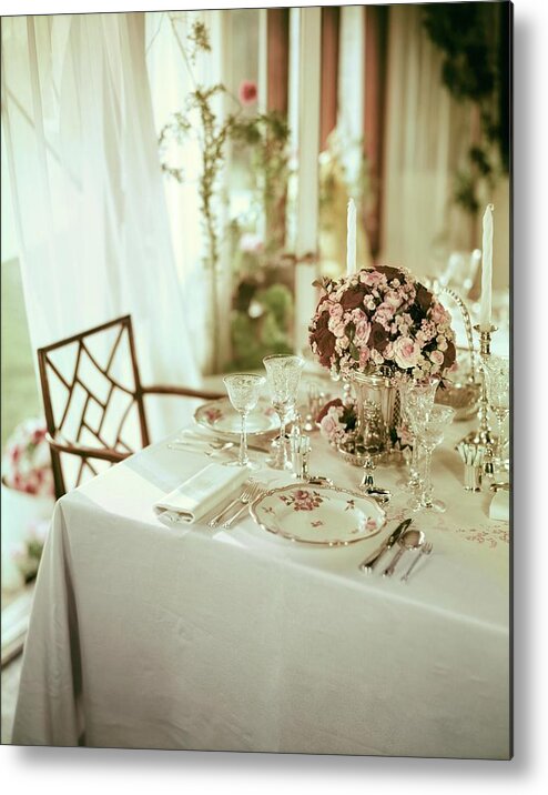 Decorative Art Metal Print featuring the photograph Table Set By Mary Whitehouse by Horst P. Horst