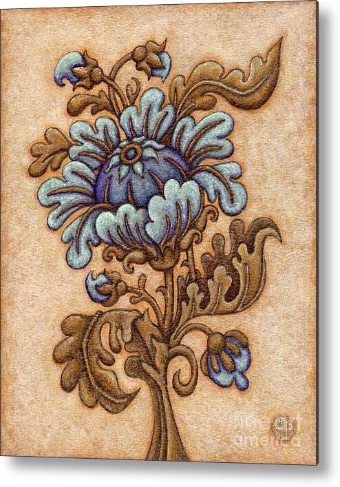 Floral Metal Print featuring the painting Tapestry Flower 5 by Amy E Fraser