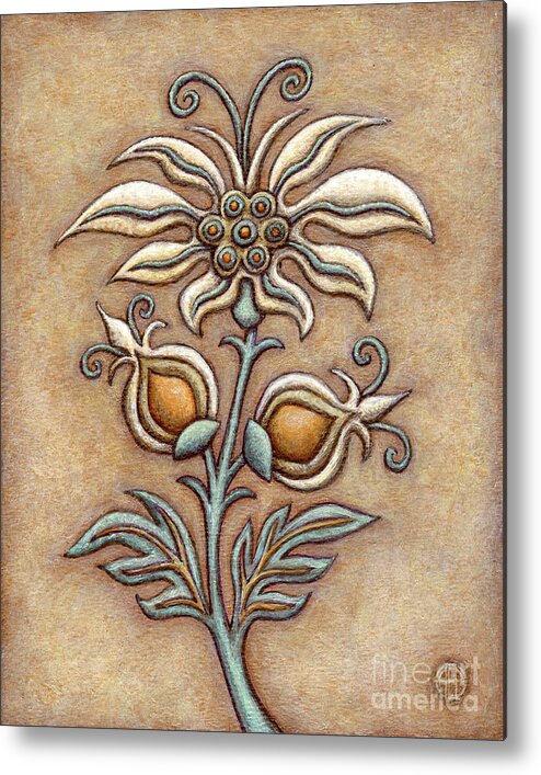 Floral Metal Print featuring the painting Tapestry Flower 9 by Amy E Fraser