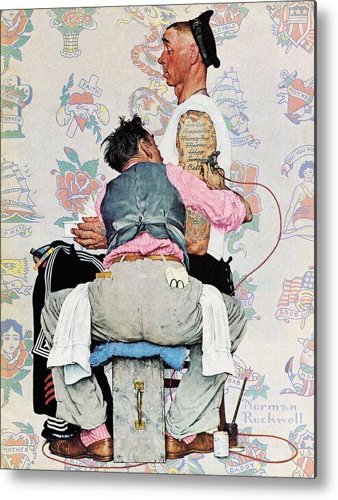 Arms Metal Print featuring the painting Tattoo Artist by Norman Rockwell