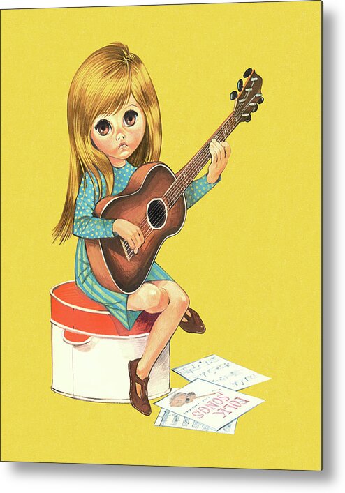 Adolescence Metal Print featuring the drawing Teenager Playing a Guitar by CSA Images