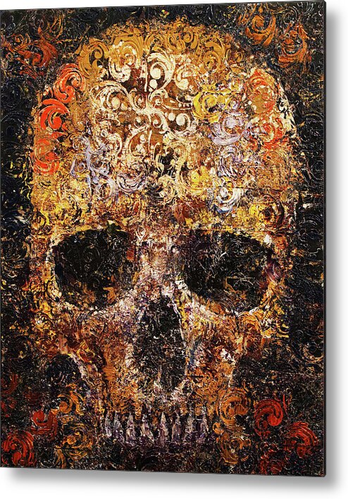 Texture Metal Print featuring the painting Textured Skull by Michael Creese