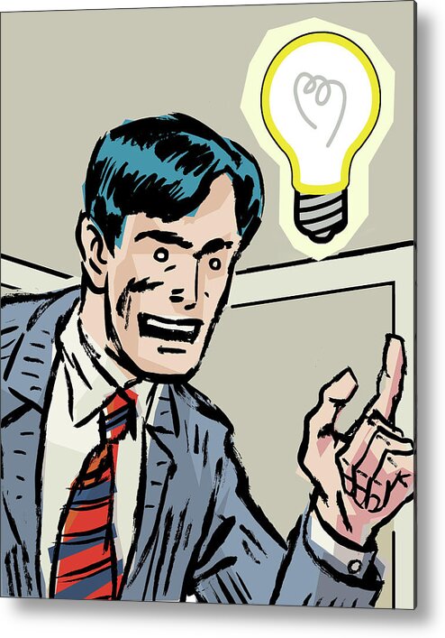 Adult Metal Poster featuring the drawing The Lightbulb Goes On by CSA Images