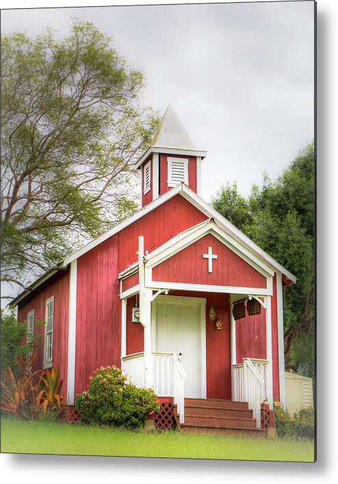 1800s Metal Print featuring the photograph The Little Red Church 0893 by Kristina Rinell