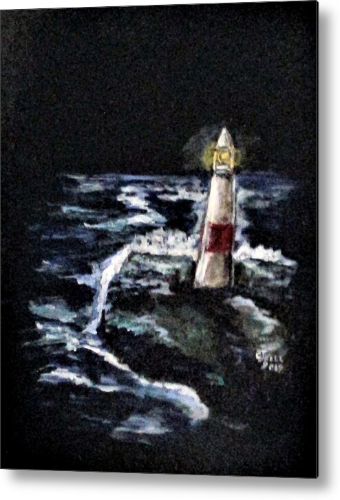 Light House Metal Print featuring the painting The Sentinel by Clyde J Kell