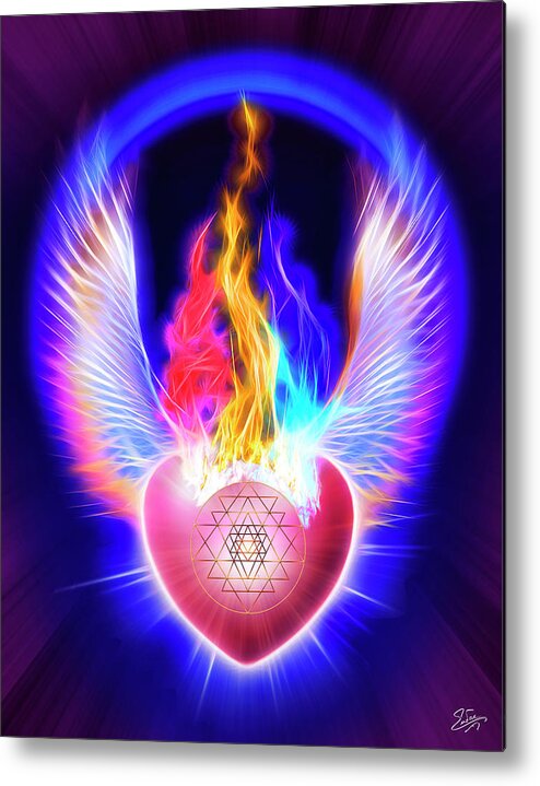 Threefold Flame Metal Print featuring the digital art The Threefold Flame Of Power Wisdom and Love by Endre Balogh