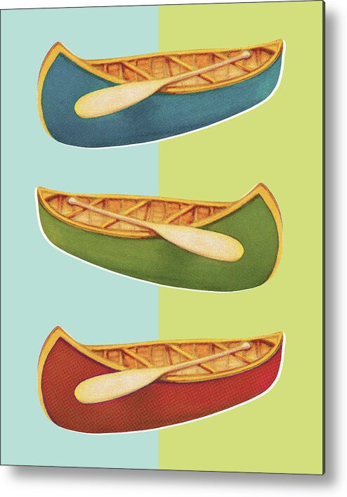 Activity Metal Print featuring the drawing Three Canoes by CSA Images
