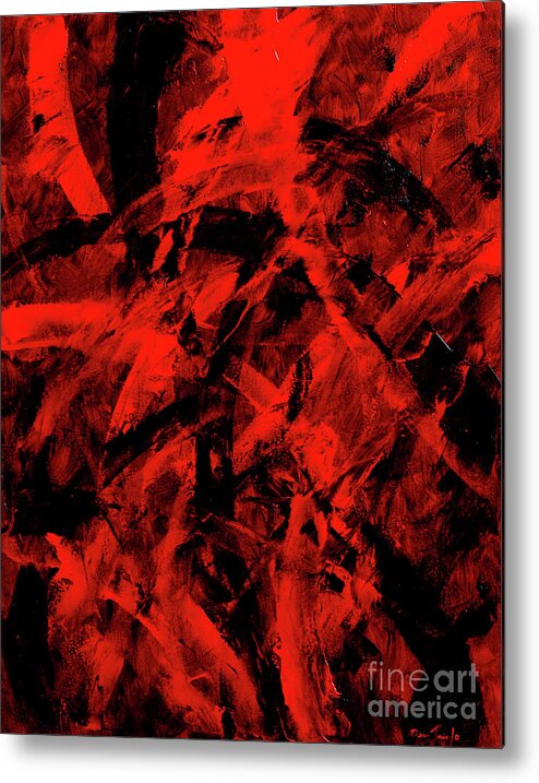 Red Metal Print featuring the painting Transitions with Red and Black by Dean Triolo