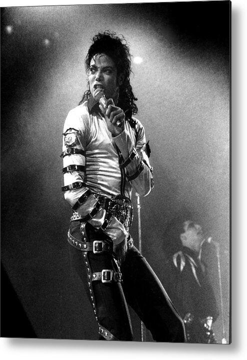 1980-1989 Metal Print featuring the photograph Views Of Michael Jackson As He Sing by New York Daily News Archive
