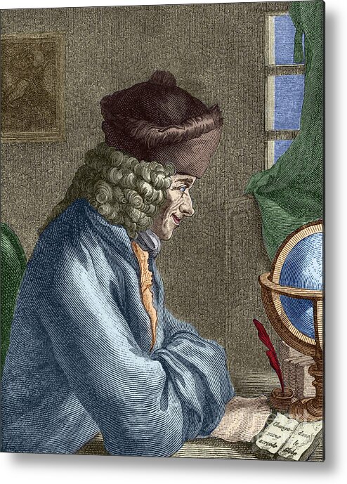 Voltaire In His Office In Vernay Metal Print featuring the painting Voltaire in his office in Vernay by French School