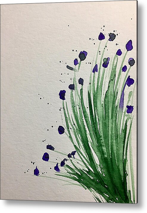 Watercolor Metal Print featuring the painting Watercolor Abstract Purple Flowers by Britta Zehm
