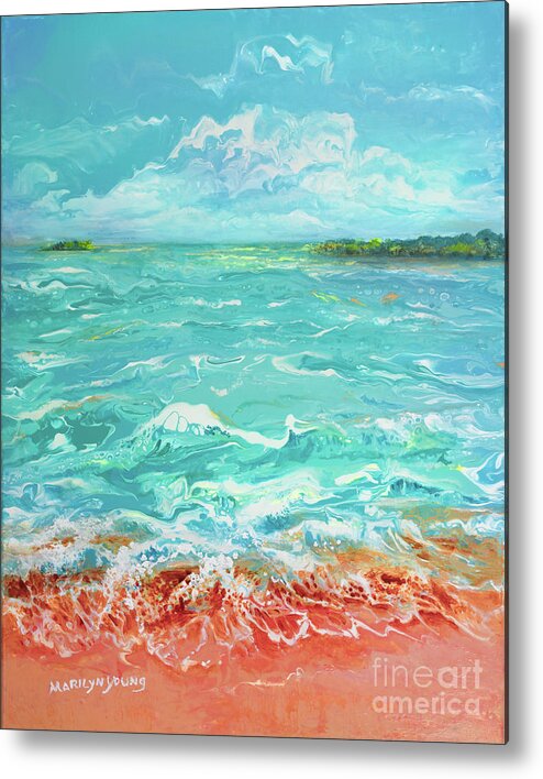 Ocean Metal Print featuring the painting Waves at Sombrero Beach by Marilyn Young