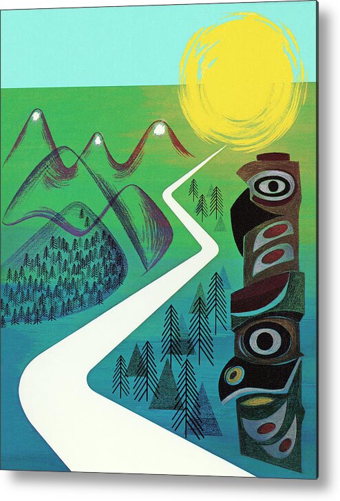 Adventure Metal Print featuring the drawing Wilderness Road and Totem Pole by CSA Images