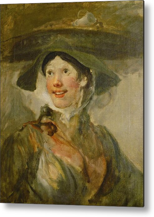 The Shrimp Girl Metal Print featuring the painting William Hogarth / 'The Shrimp Girl', c. 1740-1745, Oil on canvas, 63.5 x 52.5 cm. by William Hogarth -1697-1764-