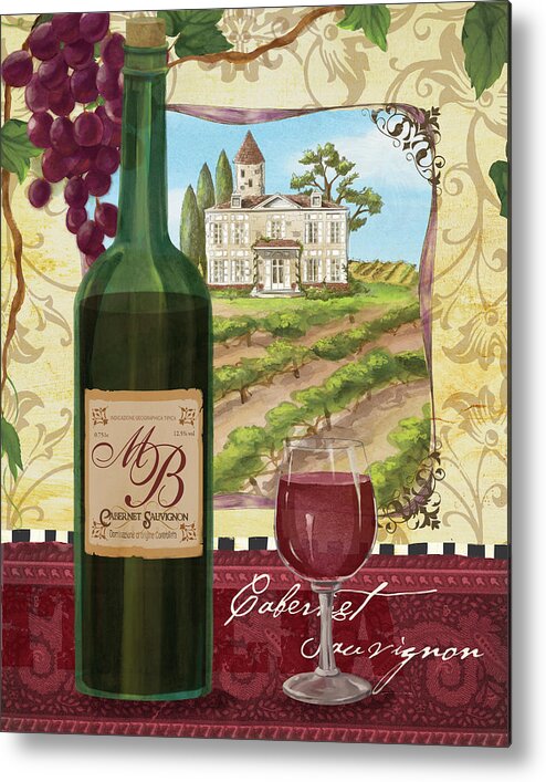 Wine Glass Metal Print featuring the mixed media Wine Country IIi by Fiona Stokes-gilbert