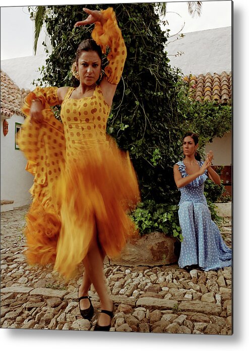Blurred Motion Metal Print featuring the photograph Woman Flamenco Dancer, Outdoors by Tim Macpherson