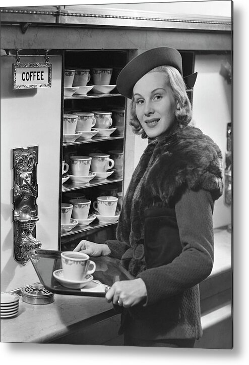 People Metal Print featuring the photograph Woman Wcoffee On Tray by George Marks