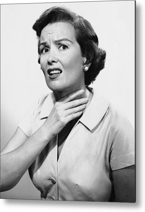 People Metal Print featuring the photograph Woman With Sore Throat by George Marks