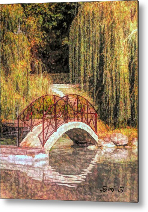 Bridge Metal Print featuring the photograph Yerevan Pond by Bearj B Photo Art
