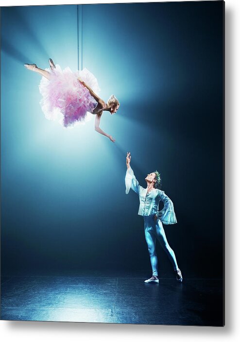 Young Men Metal Print featuring the photograph Young Couple Performing Ballet by Henrik Sorensen