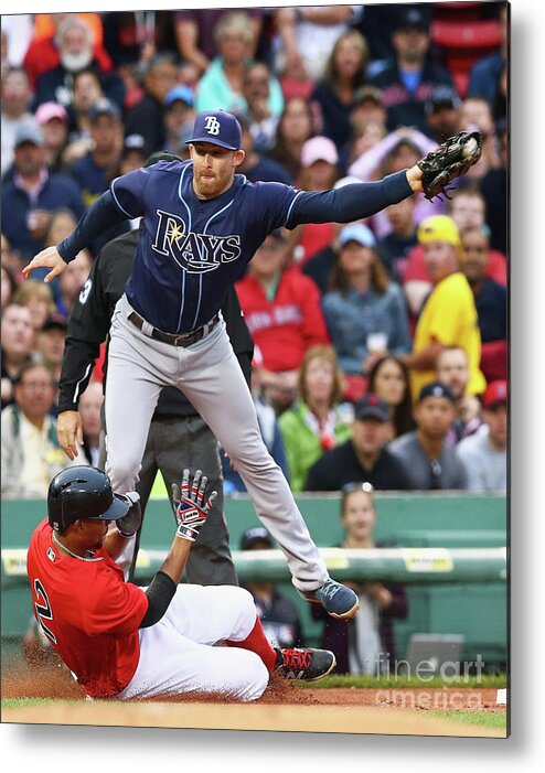 People Metal Print featuring the photograph Evan Longoria and Xander Bogaerts by Maddie Meyer