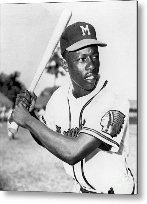 1950-1959 Metal Print featuring the photograph Hank Aaron by National Baseball Hall Of Fame Library
