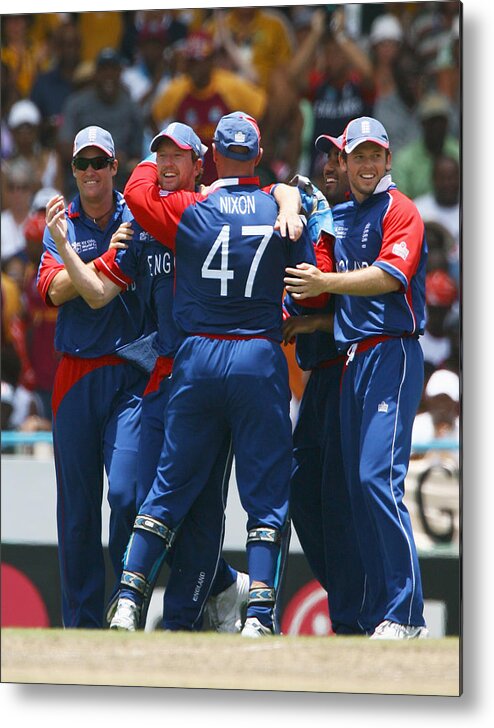 Paul Collingwood Metal Print featuring the photograph ICC Cricket World Cup Super Eights - West Indies v England by Clive Mason