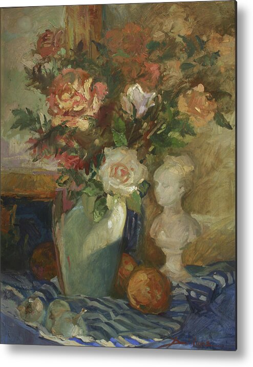 Still Life Painting. Floral Painting Metal Print featuring the painting In the Shadows #1 by Elizabeth - Betty Jean Billups