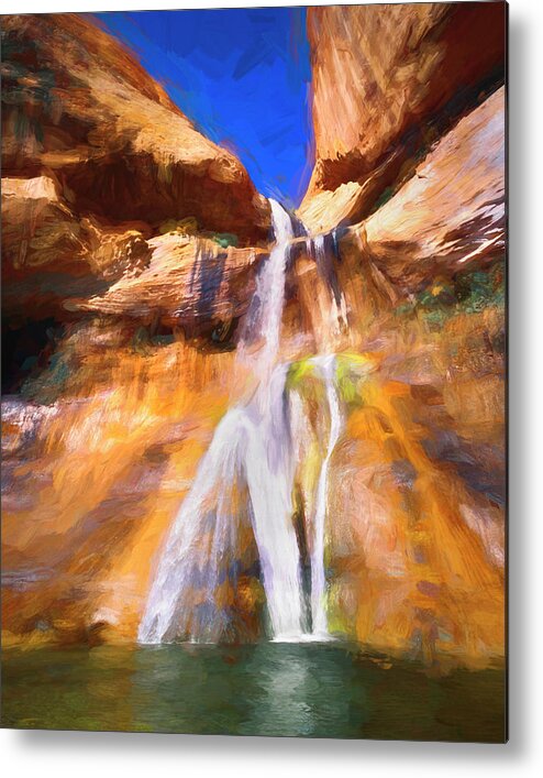 Lower Calf Creek Falls Metal Print featuring the photograph Lower Calf Creek Falls Utah X100 #2 by Rich Franco