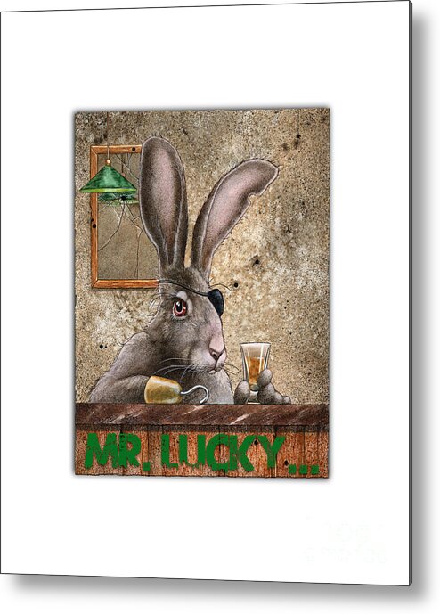 Rabbit Metal Print featuring the painting Mr. Lucky... #1 by Will Bullas