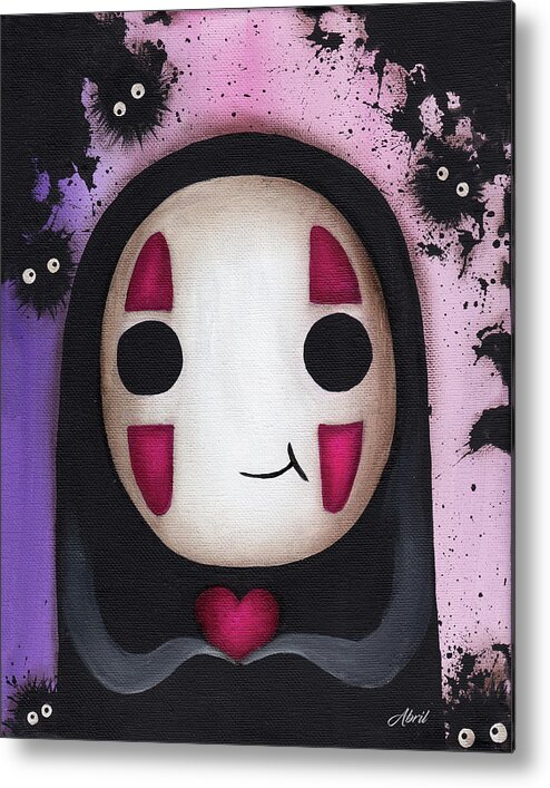 No Face Metal Print featuring the painting No Face with a heart by Abril Andrade