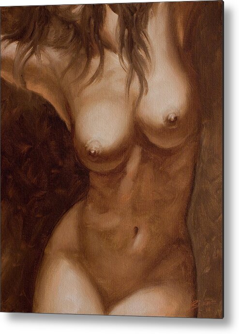 Sensual Metal Print featuring the painting Nude Study #1 by John Silver