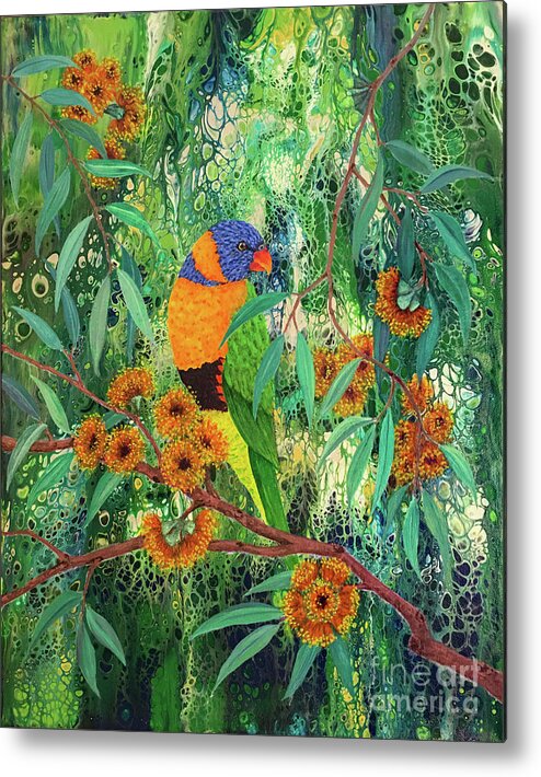Lorikeet Metal Print featuring the painting Red-collared Lorikeet by Lucy Arnold