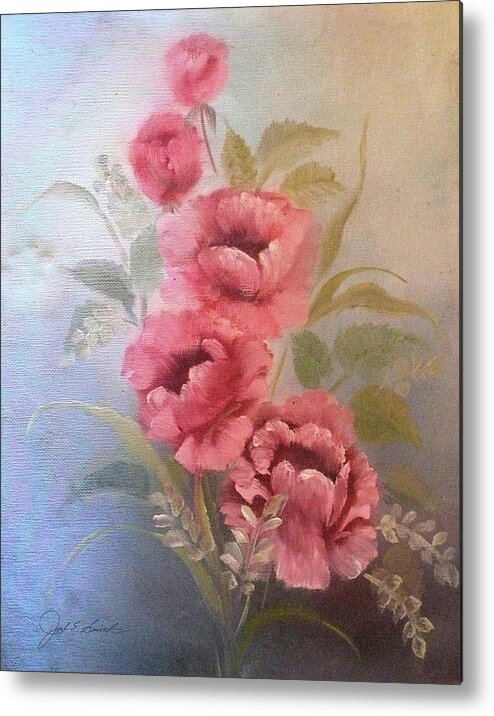 Basket Metal Print featuring the painting Stem Roses  by Joel Smith