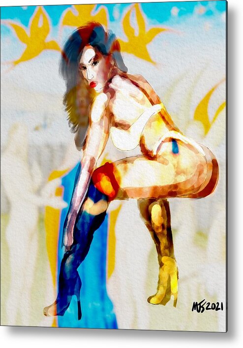 Portrait Metal Print featuring the digital art She Can Fly #1 by Michael Kallstrom