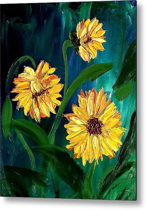  Metal Print featuring the painting Sunflowers #1 by Amy Kuenzie