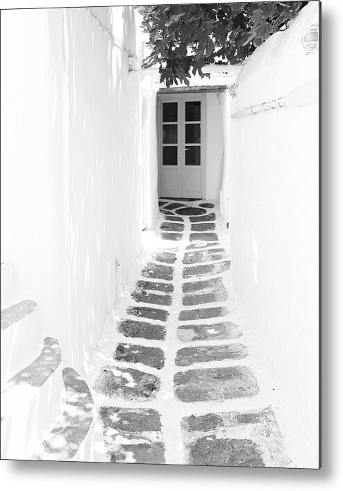 Black And White Metal Print featuring the photograph Tiny Street by Lupen Grainne