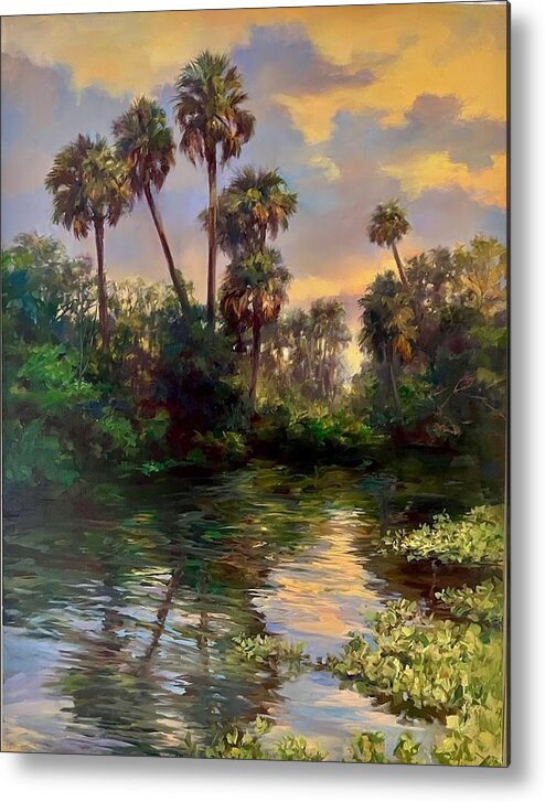 Nature Metal Print featuring the painting 10 Tile Creek Sunrise by Laurie Snow Hein