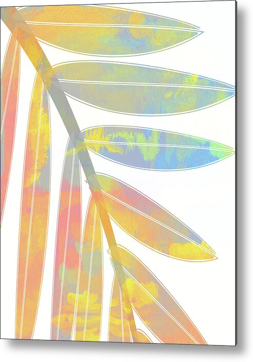 Palm Leaf Metal Print featuring the digital art Boho Pastel Palm Leaf Abstract #11 by Bob Pardue