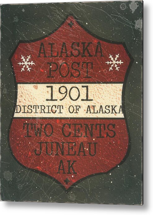 Dispatch Metal Print featuring the digital art 1901 Union APO - Juneau Alaska - Local Mail Delivery - 2cts. Brick Red - Mail Art Post by Fred Larucci