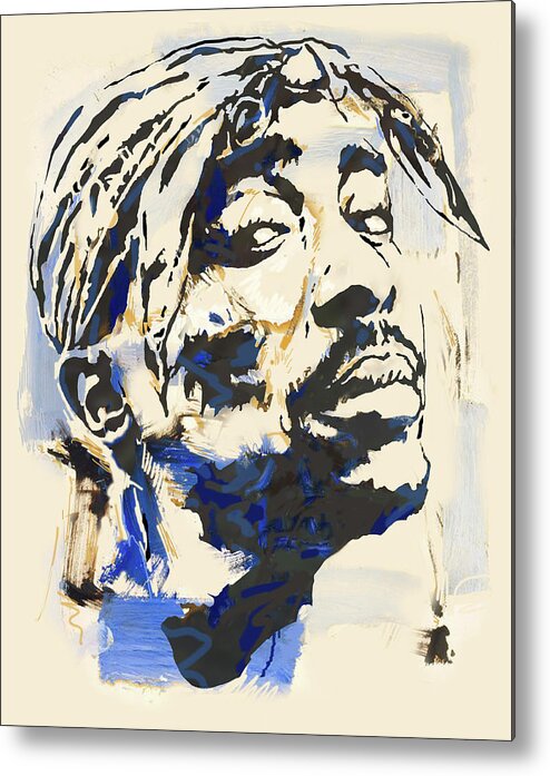 2 Pac Shakur Long Stylised Drawing Art Poster - Tupac Amaru Shakur (june 16 Metal Print featuring the mixed media 2pac Tupac Shakur pop art poster by Kim Wang