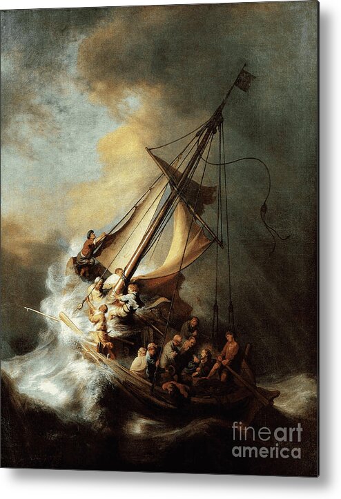 Rembrandt Metal Print featuring the digital art Christ In The Storm On The Sea Of Galilee by Rembrandt van Rijn