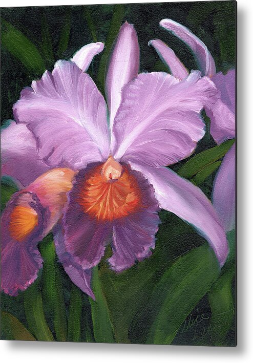 Orchid Metal Print featuring the painting Lavender Orchid #2 by Alice Leggett
