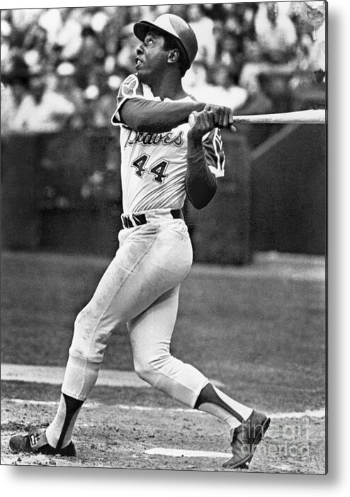 Sports Bat Metal Print featuring the photograph Hank Aaron by National Baseball Hall Of Fame Library