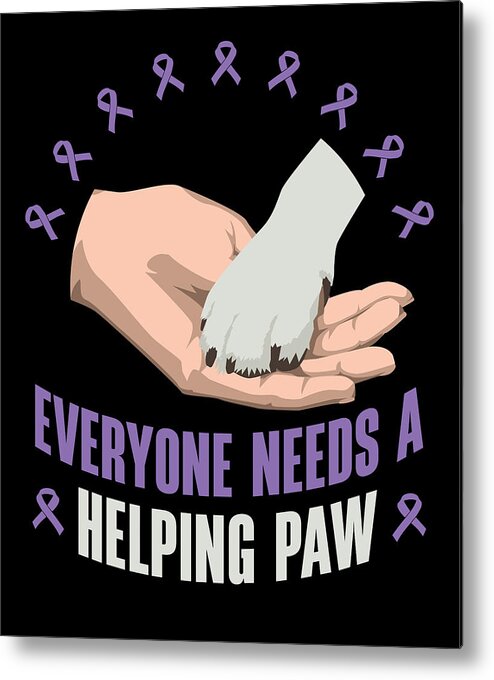 Alzheimers Awareness Metal Print featuring the digital art Alzheimers Awareness Pet Purple Ribbon Paws #4 by Toms Tee Store