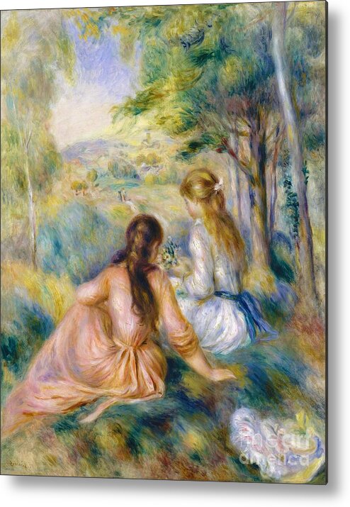 In The Meadow Metal Print featuring the painting In the Meadow #4 by Pierre-Auguste Renoir