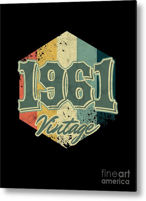 59 Years Old Metal Print featuring the digital art 59 th Birthday Celebration Gift 1961 Vintage Retro Party Birth Anniversary by Thomas Larch