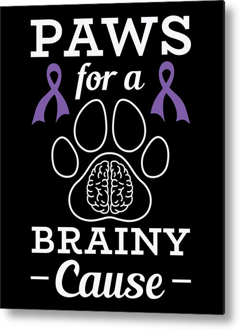 Alzheimers Awareness Metal Print featuring the digital art Alzheimers Awareness Pet Purple Ribbon Paws #7 by Toms Tee Store