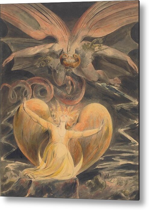  Metal Print featuring the painting The Great Red Dragon and the Woman Clothed with the Sun #3 by William Blake